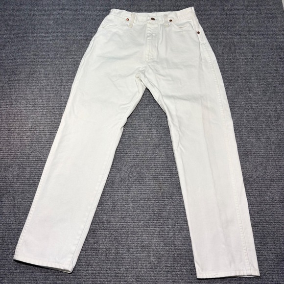 Wrangler Denim - Vintage Wrangler High Waisted White Denim Jean Straight Leg Western 28x29 70s80s